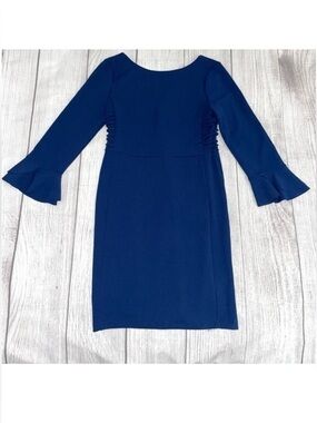 SPENSE Women’s Navy Blue Dress with Bell Sleeves Form Fitting - Size 8